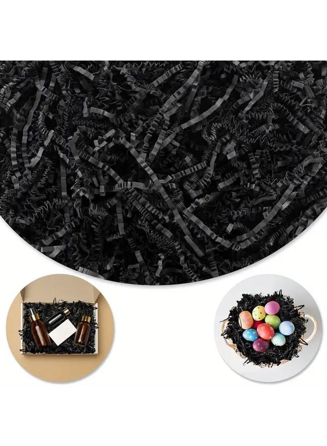 Black Crinkle Paper Shreds 1lb Gift Basket Filler For Holiday Decor And Wrapping - Image 1